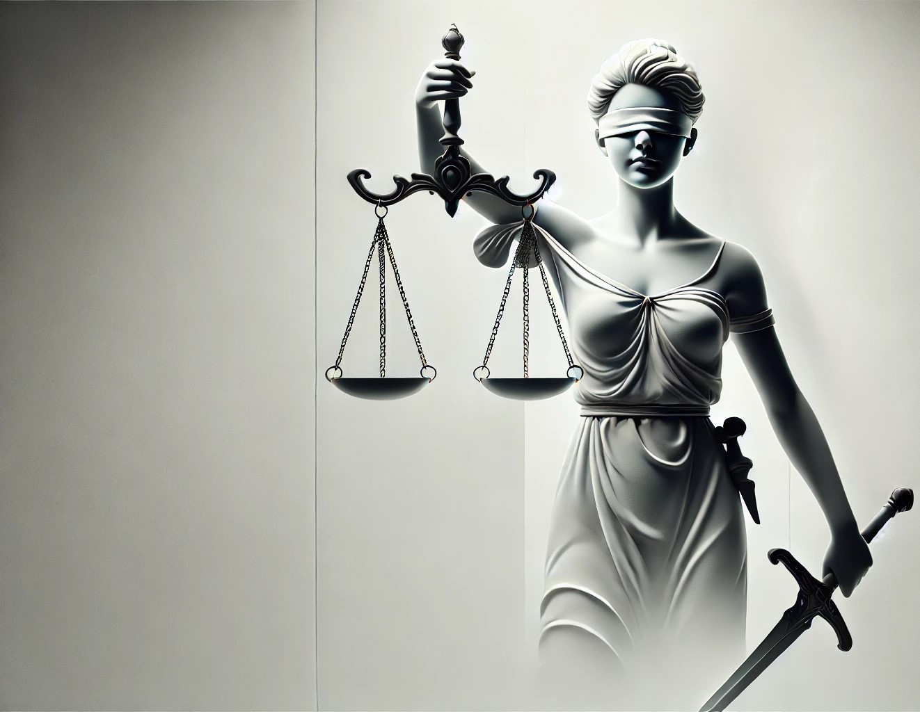 Representação da Justiça com balança e espada